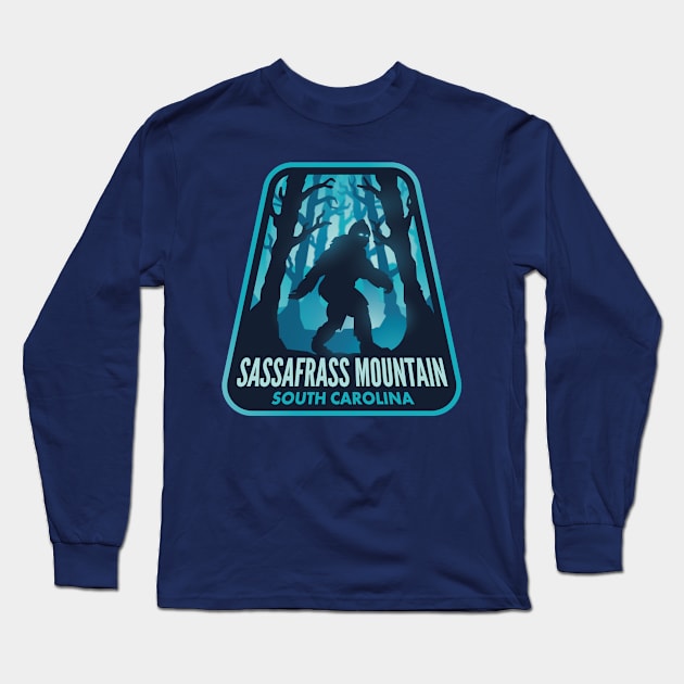 Sassafrass Mountain SC Bigfoot Long Sleeve T-Shirt by HalpinDesign